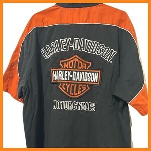 Harley Davidson Embroidered Short Sleeve Button Down Up Front Shirt Sz. 2X Biker